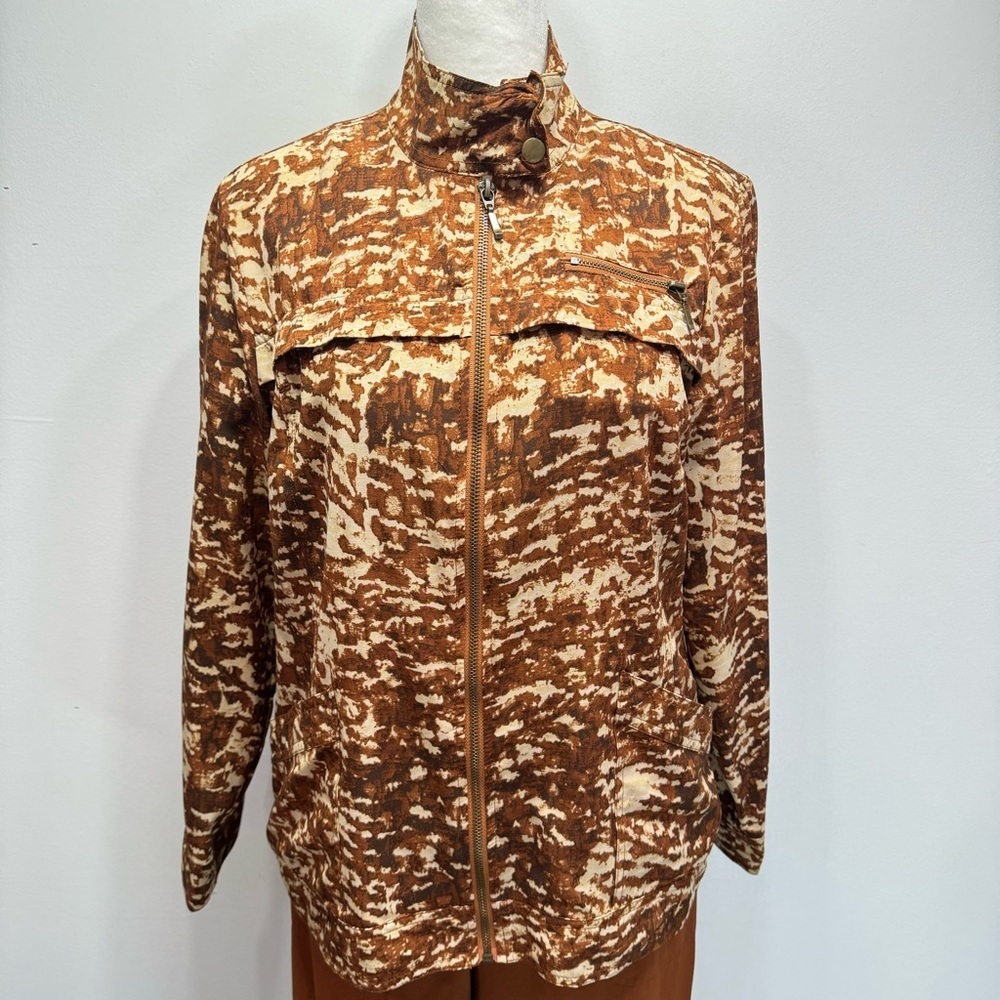 Chico’s 3 Piece Outfit Cropped Pants Cotton 3/4 Tee & Zip Front Jacket Size 1/M - Picture 6 of 15